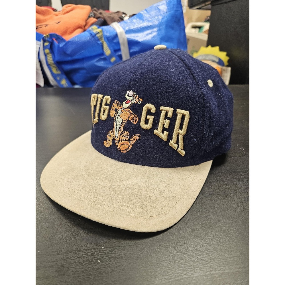 Vintage Disney Tigger Hat‎ Cap Strap Back One Size Blue Felt Wool Mens 90s